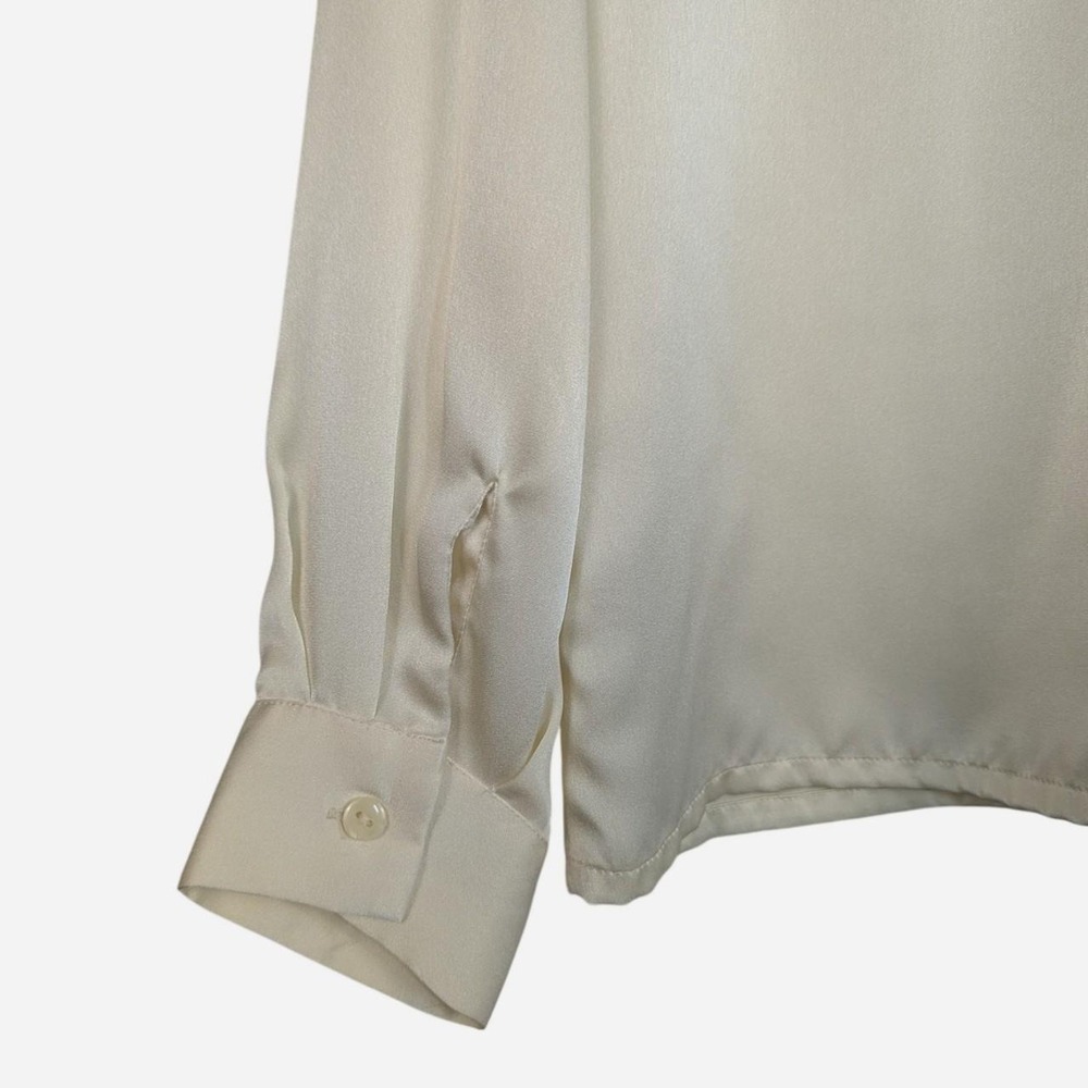 Vintage Pendleton Ivory Satin Draped Cowl Neck Blouse Size 12 - Picture 5 of 7